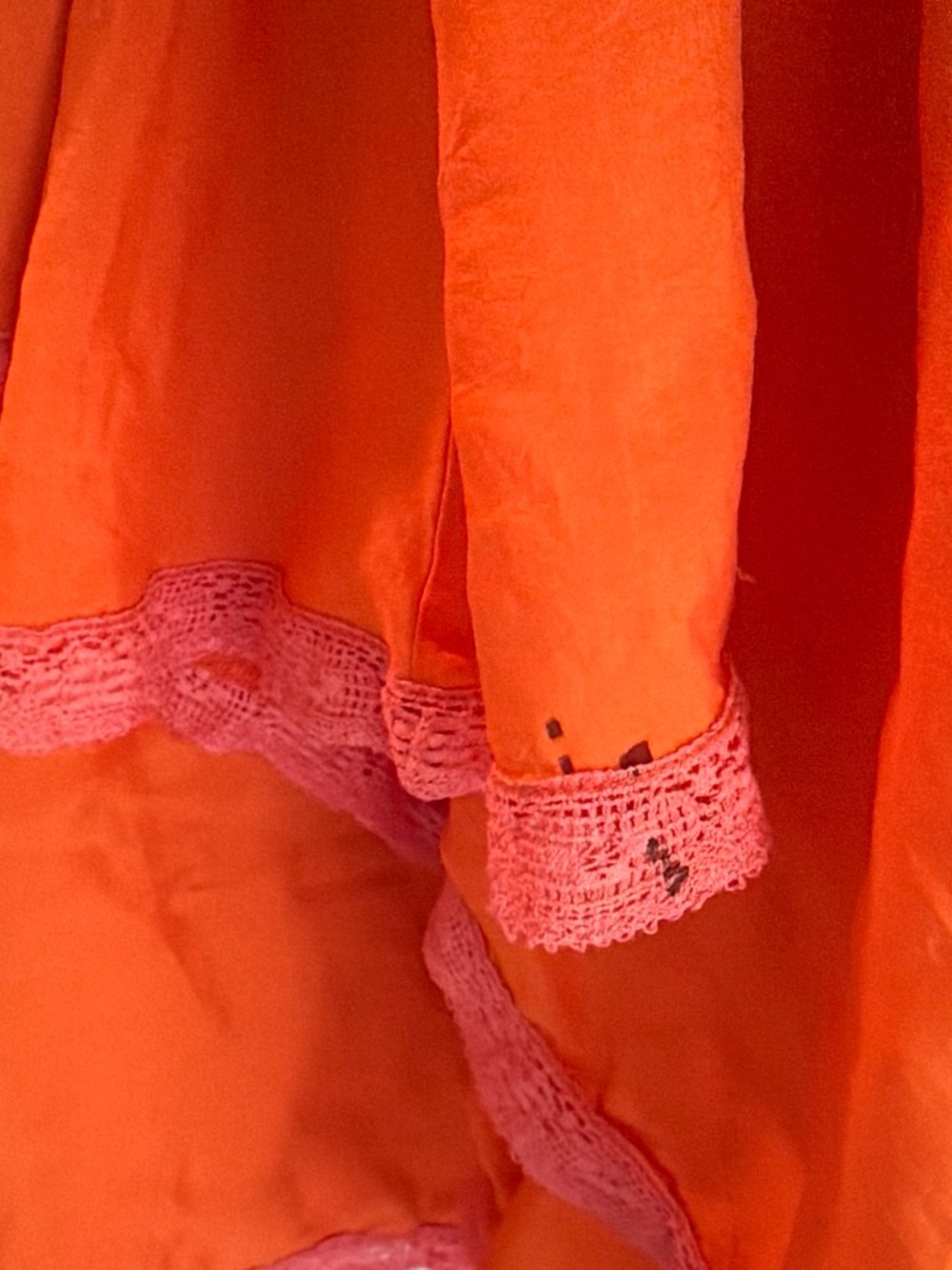 Orange Tiered Midi Skirt with Pink Trim - Picture 5 of 5